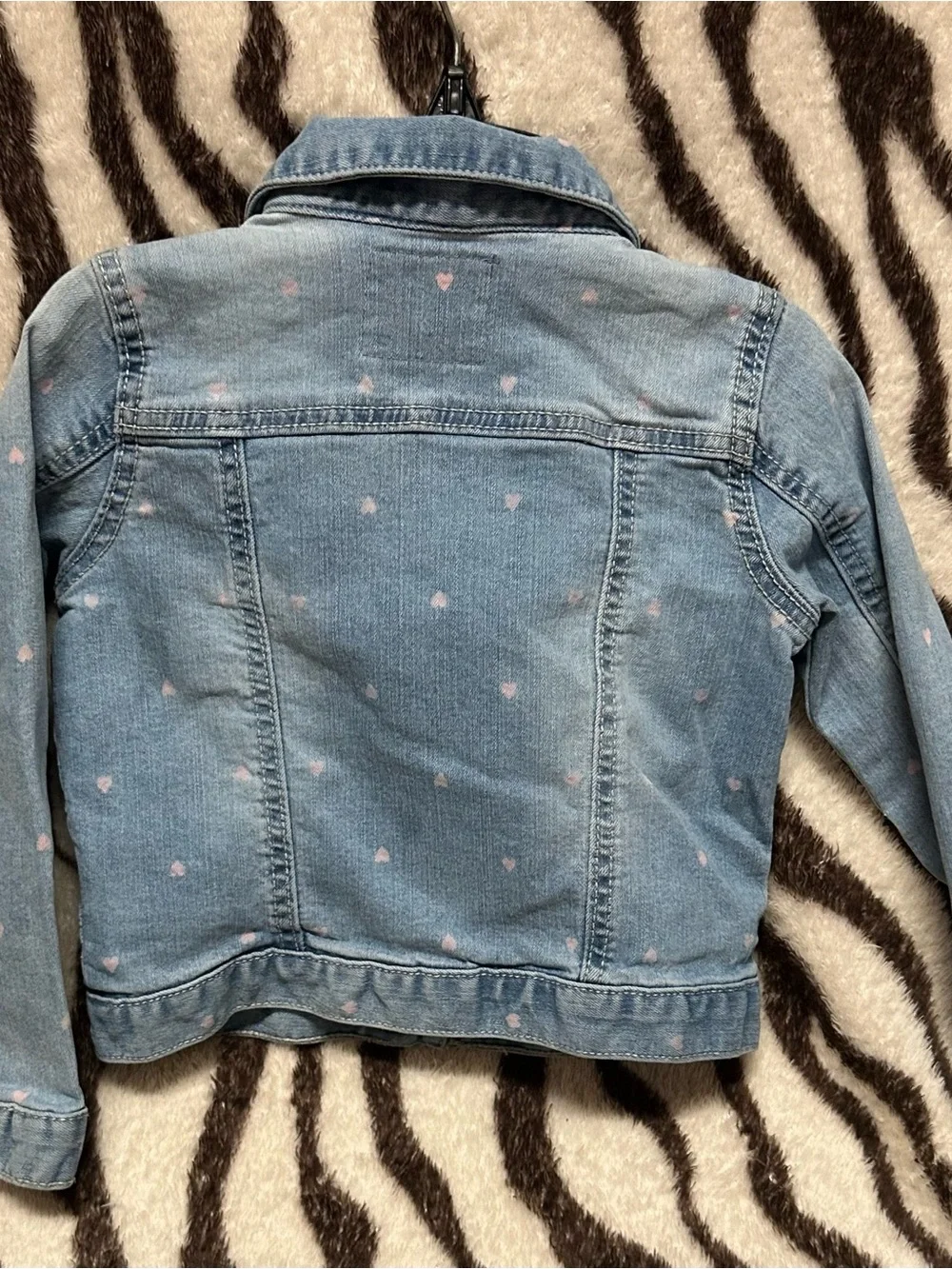 Girls OshKosh B'gosh Light Blue Denim Jacket with Pink Heart Print